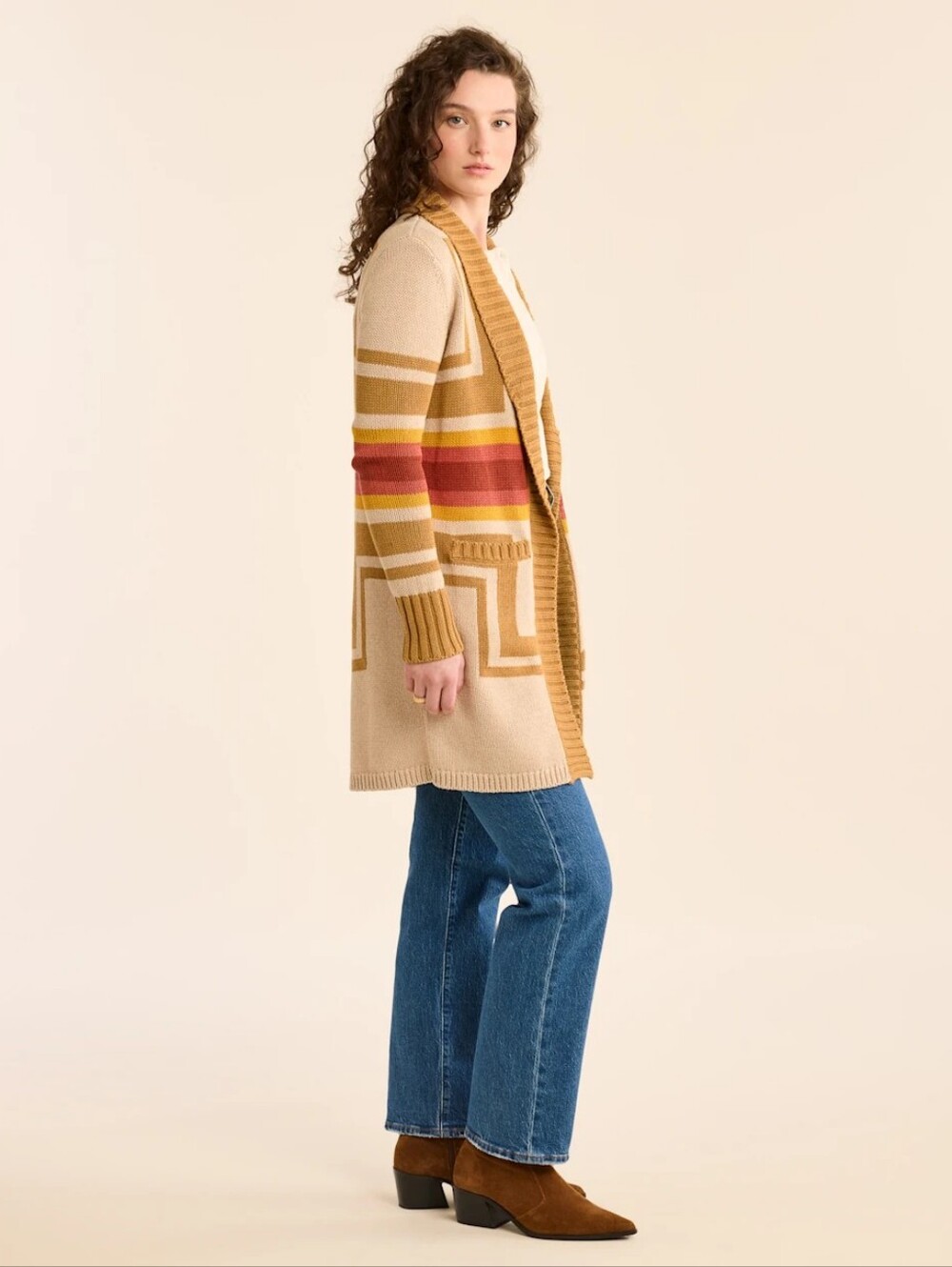 Pendleton Harding Wool Blend Open Cardigan Sandshell Small - Picture 5 of 11